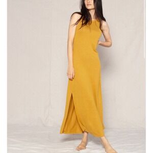 Outerknown Neptune Tank Maxi Dress Size XS Hemp Tencel Mustard Yellow Coastal